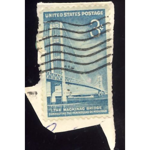 Timbre U S A, The Mackinag Bridge, Connecting The Peninsulas Michigan, U S Postage 3 Cents Oblitéré