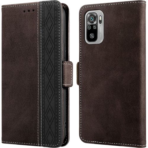 Coque Redmi Note 10, Anti-Rayures Housse Redmi Note 10s, [Rfid Blocage] [Etui A Rabat] [Fermeture Magnetique], Etui De Protection Pour Xiaomi Redmi Note 10/Redmi Note 10s (6,43""), Cafe