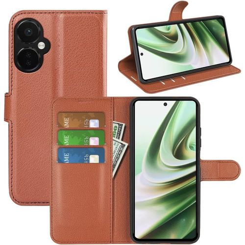 Coque Pour Oneplus Nord Ce3 Lite, Antichoc Portefeuille Etui Housse En Cuir A Rabat Flip Cover Case Avec Silicone Bumper, Porte Carte, Boucle Magnetique Pour Oneplus Nord Ce 3 Lite, Marron