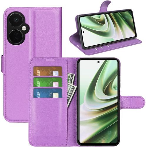 Coque Pour Oneplus Nord Ce3 Lite, Antichoc Portefeuille Etui Housse En Cuir A Rabat Flip Cover Case Avec Silicone Bumper, Porte Carte, Boucle Magnetique Pour Oneplus Nord Ce 3 Lite, Violet