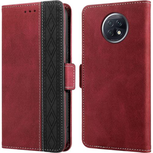 Coque Redmi Note 9t, Anti-Rayures Housse Redmi Note 9t 5g, [Rfid Blocage] [Etui A Rabat] [Fermeture Magnetique], Etui De Protection Pour Xiaomi Redmi Note 9t (6,53""), Rouge