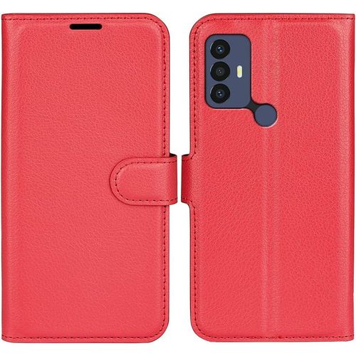 Coque Pour Tcl 30 Se/Tcl 305/306, Antichoc Portefeuille Etui Housse En Cuir A Rabat Flip Cover Case Avec Silicone Bumper, Porte Carte, Bequille, Boucle Magnetique Pour Tcl 30se, Rouge