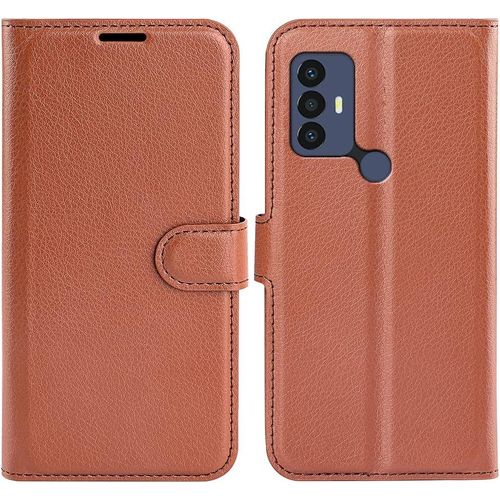 Coque Pour Tcl 30 Se/Tcl 305/306, Antichoc Portefeuille Etui Housse En Cuir A Rabat Flip Cover Case Avec Silicone Bumper, Porte Carte, Bequille, Boucle Magnetique Pour Tcl 30se, Marron