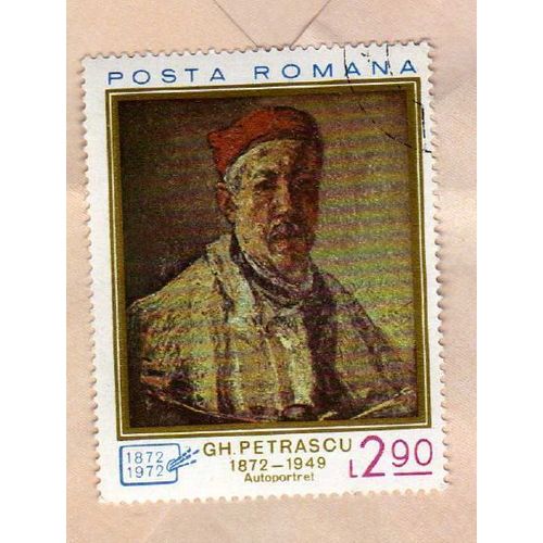 Timbre Posta Romana Roumanie Gh Petrascu Autoportrait Oblitéré