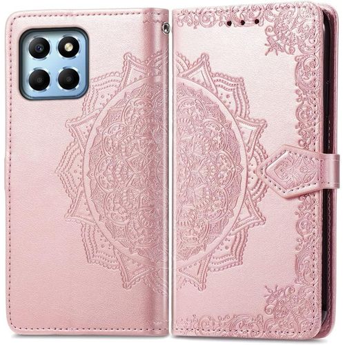 Coque Pour Honor X6 / Honor X8 5g / Honor 70 Lite, Portefeuille Etui Housse En Cuir A Rabat Avec Porte Carte, Chiusura Magnetica [Mandala] Flip Cover Case Antichoc Pour Honor 70 Lite, Or Rose