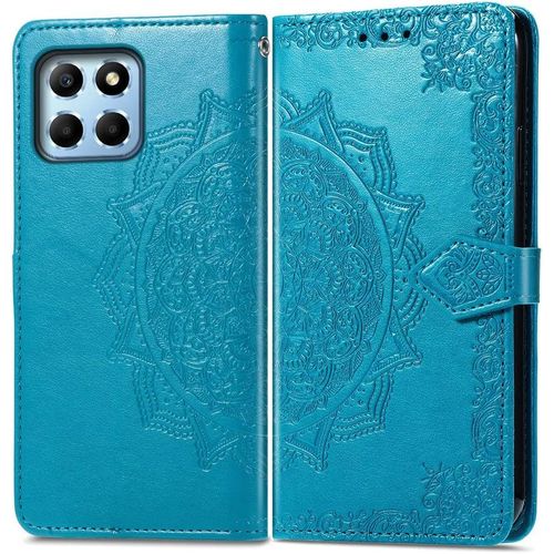 Coque Pour Honor X6 / Honor X8 5g / Honor 70 Lite, Portefeuille Etui Housse En Cuir A Rabat Avec Porte Carte, Chiusura Magnetica [Mandala] Flip Cover Case Antichoc Pour Honor 70 Lite, Bleu