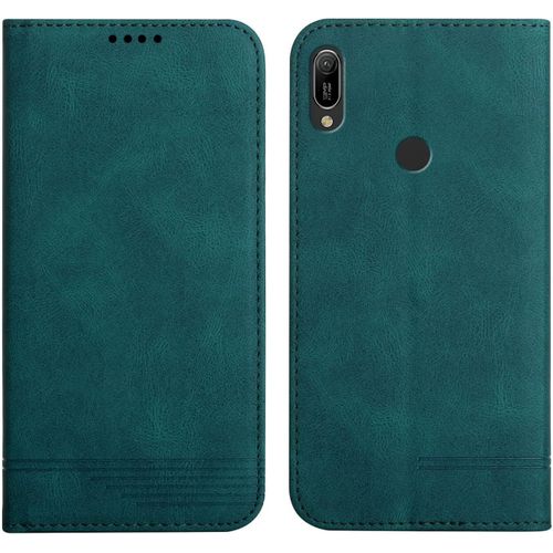 Coque Pour Huawei Y6 2019, Etui De Protection, Housse En Cuir Avec Magnetique, Rfid Antichoc Pu En Cuir Clapet Portefeuille Protection Pour Huawei Y6 2019-Vert Fonce