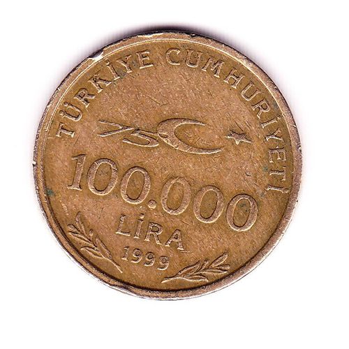 Piece De 100000 Livres Turques, 1999