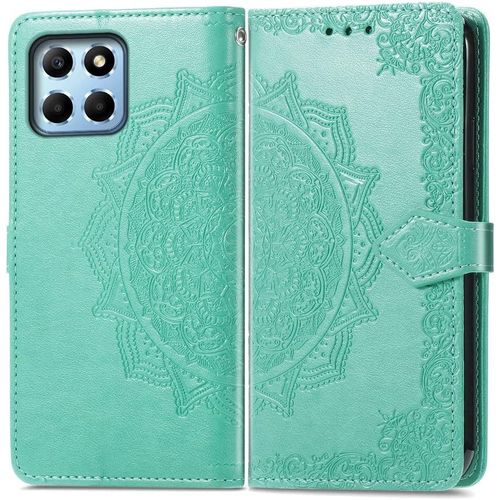 Coque Pour Honor X6 / Honor X8 5g / Honor 70 Lite, Portefeuille Etui Housse En Cuir A Rabat Avec Porte Carte, Chiusura Magnetica [Mandala] Flip Cover Case Antichoc Pour Honor 70 Lite, Vert