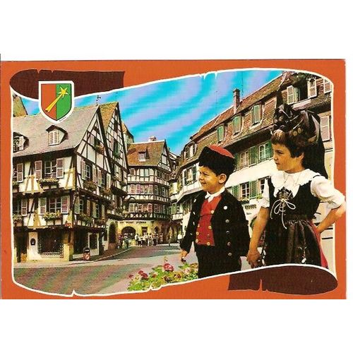 Carte Postale Centre Ville De Colmar Et Enfants En Habits Traditionnels 1962