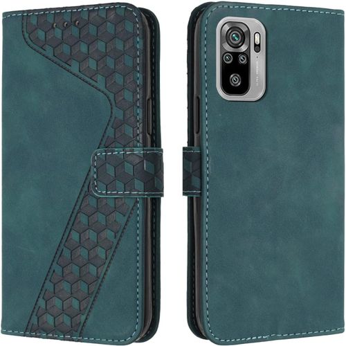 Coque Pour Xiaomi Redmi Note 10 / Note 10s, Etui Protection Housse Premium En Cuir Pu,Pochette Fermeture Magnetique,Flip Case Compatible Avec Redmi Note 10 / Note 10s,Book Verte