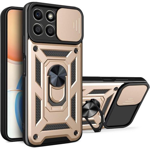 Coque Pour Honor X8 5g/Honor 70 Lite 5g/Honor X6 4g/X6s Avec Cache Webcam & Support Annulaire A 360 Degres, Anti-Chute Etui Housse Compatible Avec Support De Voiture Magnetique, Or