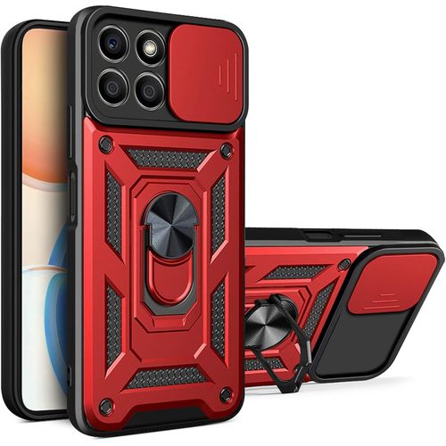Coque Pour Honor X8 5g/Honor 70 Lite 5g/Honor X6 4g/X6s Avec Cache Webcam & Support Annulaire A 360 Degres, Anti-Chute Etui Housse Compatible Avec Support De Voiture Magnetique, Rouge