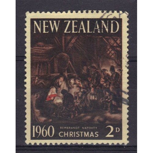 Nouvelle-Zelande 1960 Dominion Britannique : La Nativité, D'après Rembrandt - Timbre Oblitéré