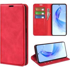 Coque Pour Honor 90 Lite, Antichoc Etui Housse En Cuir A Rabat Flip Cover Case Portefeuille Avec Porte Carte, Bequille, Fermeture Magnetique Pour Honor 90 Lite, Rouge