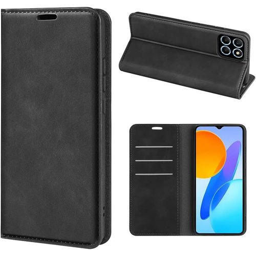 Coque Pour Honor X6 / Honor 70 Lite/Honor X8 5g, Antichoc Etui Housse En Cuir A Rabat Flip Cover Case Portefeuille Avec Porte Carte, Bequille, Fermeture Magnetique Pour Honor X6, Noir