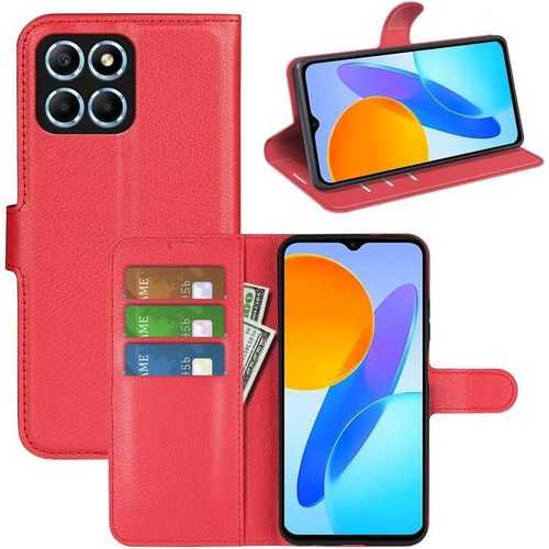 Coque Pour Honor X6 / Honor X8 5g / Honor 70 Lite, Antichoc Portefeuille Etui Housse En Cuir A Rabat Flip Cover Case Avec Silicone Bumper, Porte Carte, Boucle Magnetique Pour Honor X6, Rouge