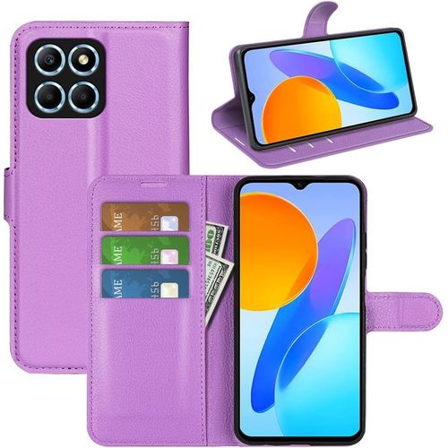 Coque Pour Honor X6 / Honor X8 5g / Honor 70 Lite, Antichoc Portefeuille Etui Housse En Cuir A Rabat Flip Cover Case Avec Silicone Bumper, Porte Carte, Boucle Magnetique Pour Honor X6, Violet
