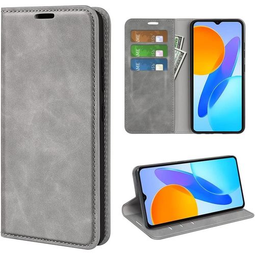 Coque Pour Honor X6 / Honor 70 Lite/Honor X8 5g, Antichoc Etui Housse En Cuir A Rabat Flip Cover Case Portefeuille Avec Porte Carte, Bequille, Fermeture Magnetique Pour Honor X6, Gris