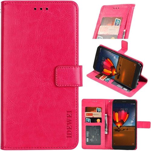 Coque Etui Pour Wiko View 4/ View 4 Lite [Porte-Cartes] [Bequille] [Resistance Aux Chutes] Etui Portefeuille En Cuir Pour Wiko View 4/ View 4 Lite(Rose Rouge)