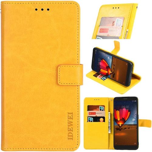 Coque Etui Pour Wiko View 4/ View 4 Lite [Porte-Cartes] [Bequille] [Resistance Aux Chutes] Etui Portefeuille En Cuir Pour Wiko View 4/ View 4 Lite(Jaune)