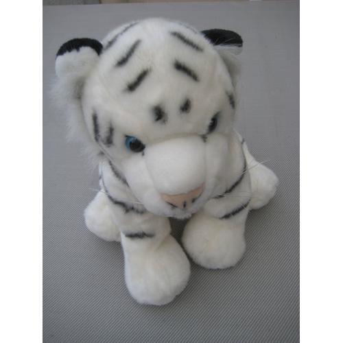 Peluche Tigre Blanc Yeux Bleus Peluches Du Monde 39 Cm