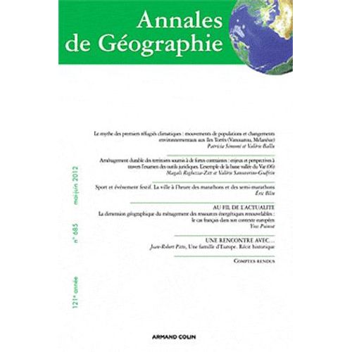 Annales De Géographie N° 685, Mai-Juin 201