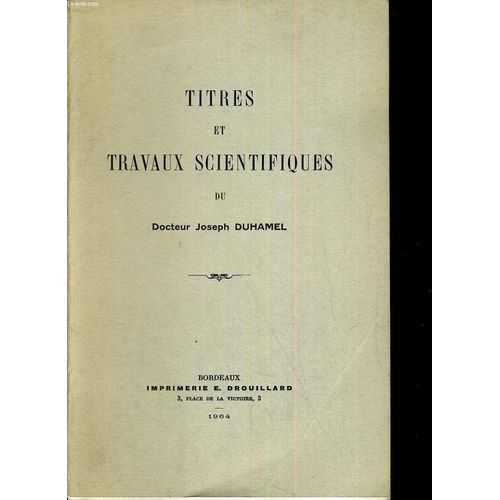 Titres Et Travaux Scientifiques