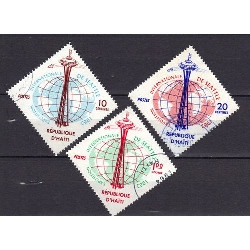 Haiti 1962 : Exposition Internationale De Seattle (Usa) - Série De 3 Timbres Oblitérés