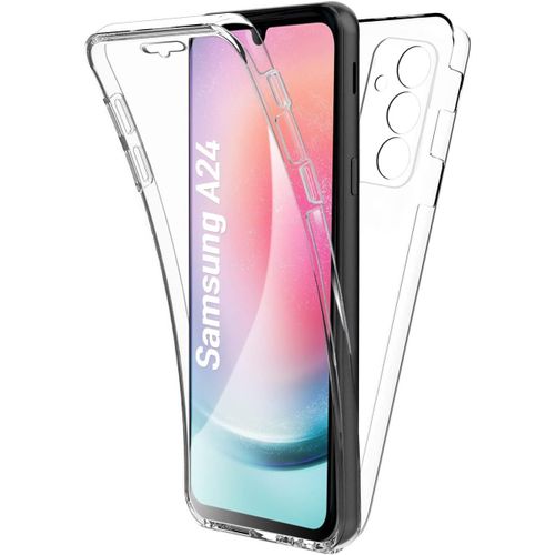 Coque Pour Samsung Galaxy A24 4g - Protection Integrale Avant + Arriere En Rigide, Housse Etui Tactile 360 Degre ¿C Antichoc, Transparente
