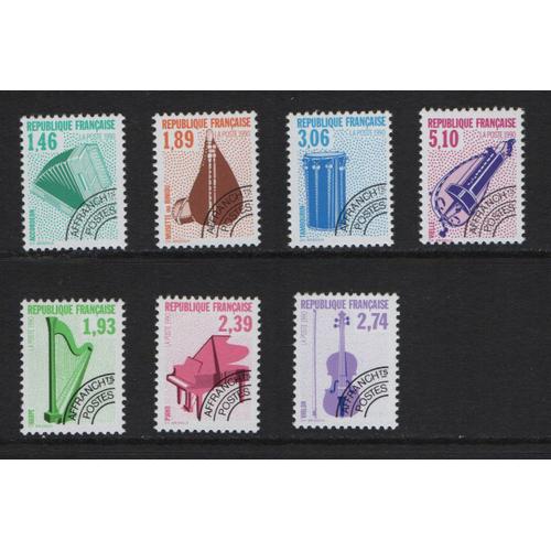 France, Timbres-Poste Préoblitérés Y & T N° 206 À 212 Instruments De Musique, 1990