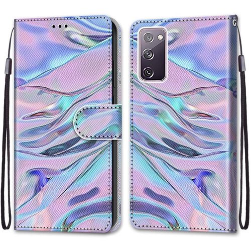 Coque Cuir Pour Samsung Galaxy S20 Fe 5g / 4g, Mignonne Design Motif Dessin Portefeuille Housse Avec Case 360 Degres Silicone Antichoc, Etui A Rabat Protection Cover Cuir - Mauve