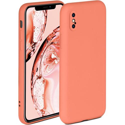 Coque Souple Compatible Avec Apple Iphone X/Iphone Xs, Coque En Silicone, Bord Sureleve Pour La Protection D'ecran, Double Couche, Coque Souple Pour Telephone - Orange Mat