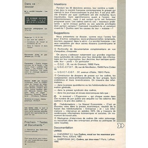 Tdc (Textes Et Documents Pour La Classe) N°171 - La Société Francaise:Les Cadres (Couv C. Bretecher)
