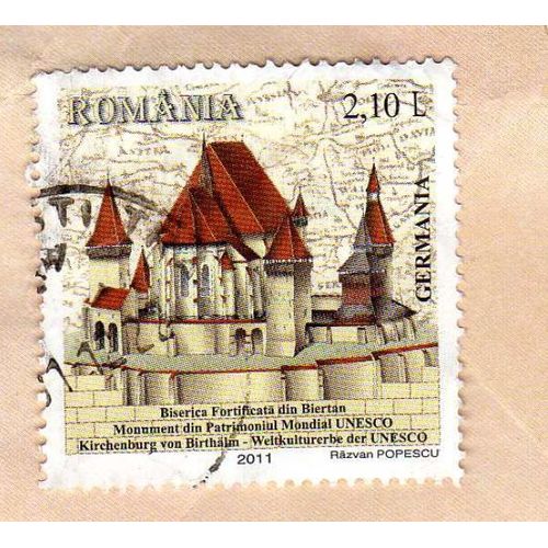 Timbre Romania Roumanie Eglise De Biertan Unesco 2011 Oblitéré
