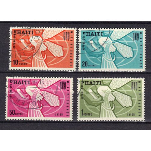 Haiti 1963 : Campagne Mondiale Contre La Faim - Série Entière De 4 Timbres Oblitérés