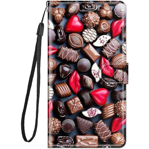 Coque Pour Sony Xperia 10 ¢Ô Etui A Rabat Motif Dessin Pour Filles Femmes, Antichoc Cuir Housse Avec 360 Degres Protection Cover Silicone Flip Case - Levres Rouges