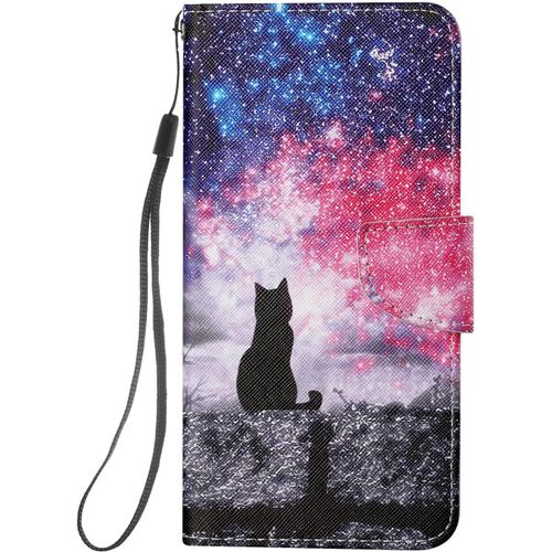 Coque Antichoc Cuir Pour Xiaomi Redmi Note 9t / Note 9 5g Etui A Rabat Motif Dessin Pour Filles Femmes, Portefeuille Housse Avec Case 360 Degres Silicone Protection Cover - Ciel Etoile