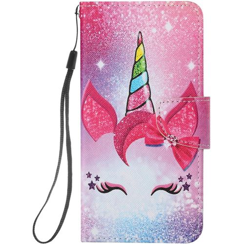 Coque Antichoc Cuir Pour Xiaomi Redmi Note 9t / Note 9 5g Etui A Rabat Motif Dessin Pour Filles Femmes, Portefeuille Housse Avec Case 360 Degres Silicone Protection Cover - Licorne Rose