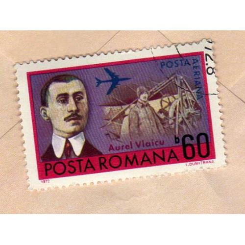 Timbre Posta Romana Roumanie Aurel Vlaicu 1972 Oblitéré
