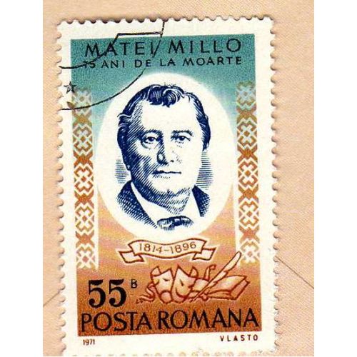 Timbre Posta Romana Roumanie Matei Millo (1814-1896) 1971 Oblitéré
