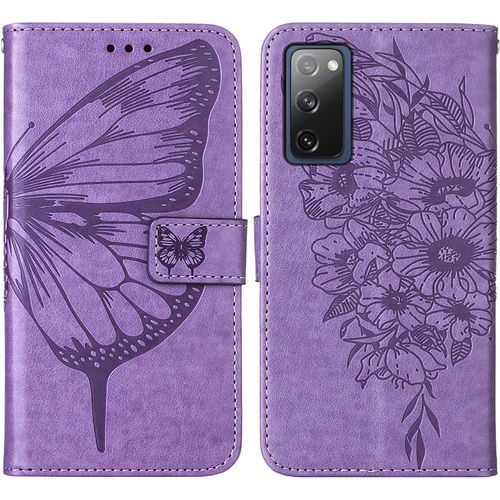 Coque Cuir Pour Samsung Galaxy S20 Fe 5g 4g Etui A Rabat Motif Dessin Pour Filles Femmes, Portefeuille Housse Avec Case 360 Degres Silicone Antichoc Protection Cover Cuir - Mauve
