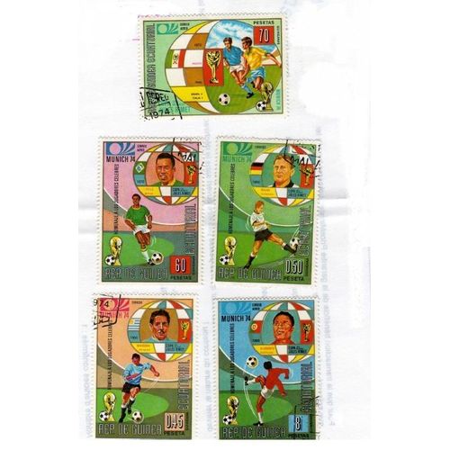 Lot De 5 Timbres Guinée Equatoriale Hommage Aux Joueurs Célèbres