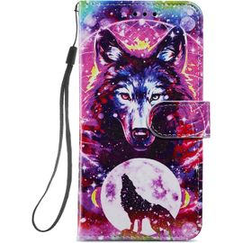Coque Cuir Pour Xiaomi Redmi Note 9s / 9 Pro / 9 Pro Max Etui A Rabat Motif Dessin Pour Filles Femmes, Portefeuille Housse Avec Case 360 Degres Silicone Antichoc Protection Cover Cuir - Loup Rouge