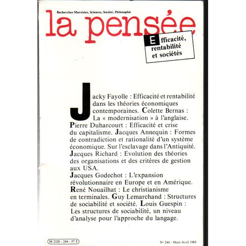 La Pensee N 244 Mars-Avril 1985