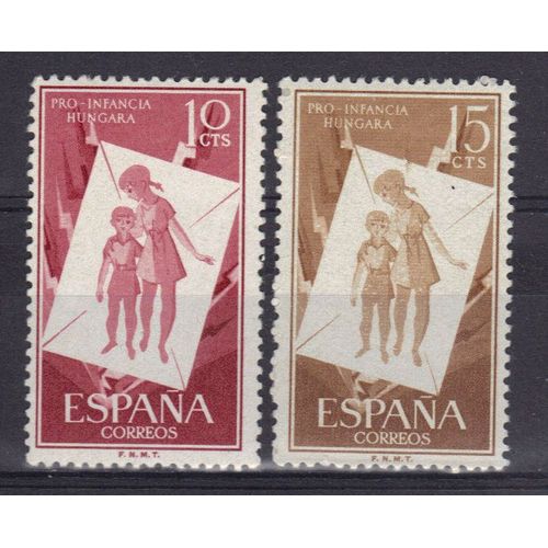 Espagne 1956 : Pour L'enfance Hongroise - Série De 2 Timbres Neufs *