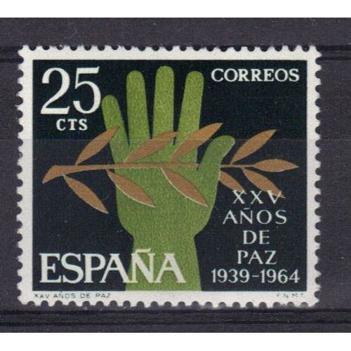 Espagne 1964 : 25è Anniversaire Du Régime Franco : Main Et Rameau D'olivier - Timbre Neuf *