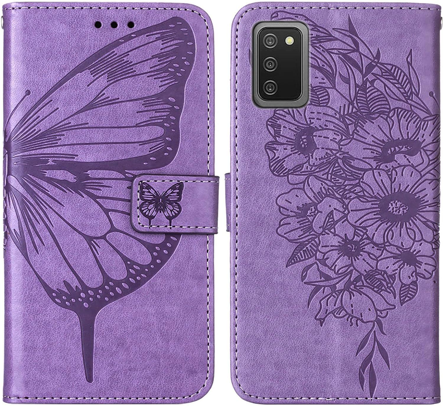 Coque Cuir Pour Samsung Galaxy A02s Etui A Rabat Motif Dessi...