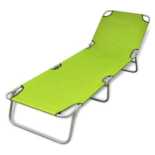 Transat Chaise Longue Bain De Soleil Lit De Jardin Terrasse Meuble D'extérieur Pliable Acier Enduit De Poudre Vert Pomme Helloshop26 02_0012799