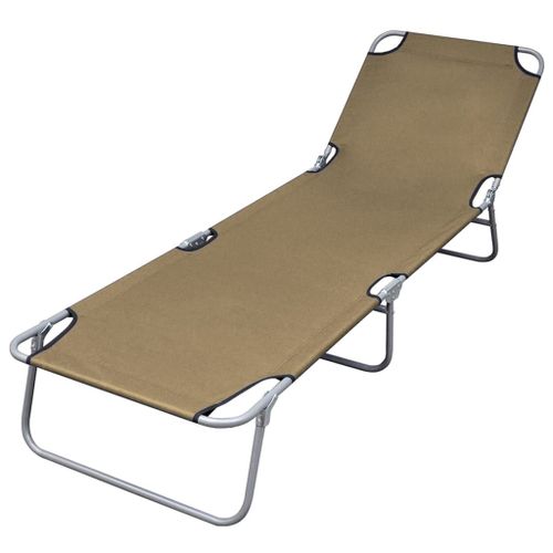 Transat Chaise Longue Bain De Soleil Lit De Jardin Terrasse Meuble D'extérieur Pliable Avec Dossier Réglable Taupe Helloshop26 02_0012861